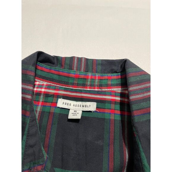 Free Assembly button up shirt long sleeve tartan plaid holidays women XL - Picture 7 of 8